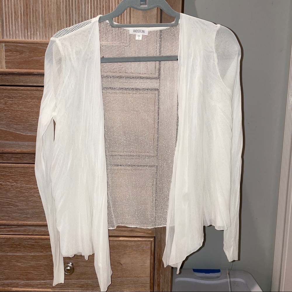 WESTON Sheer White Blouse - Cardigan ❄️ NWT